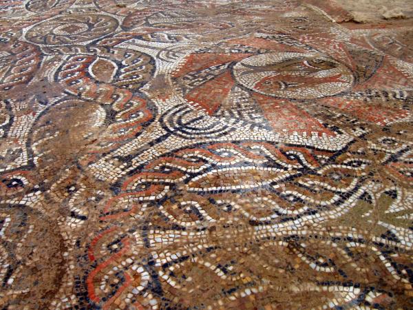 Mosaïque de la synagogue antique d'Aspis-Clipea (actuelle Kélibia, Tunisie)